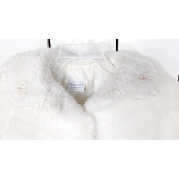 Toddler girls white faux fur button front jacket - Picture 4 of 7